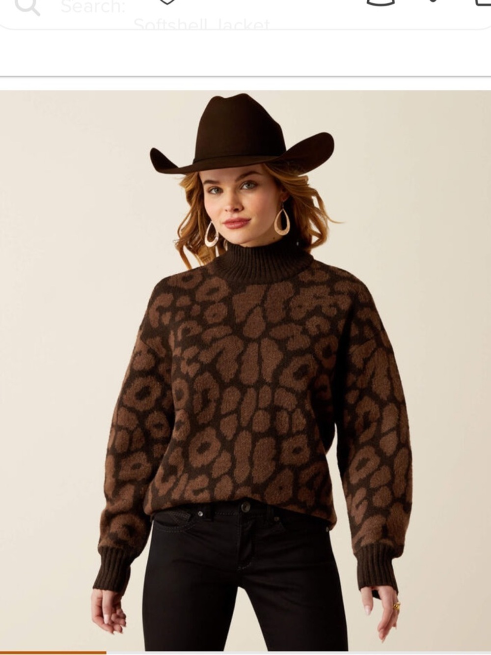 ARIAT moda mock neck sweater leopard print size small